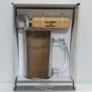 Trueliving Clear Beer Mug with Opener
